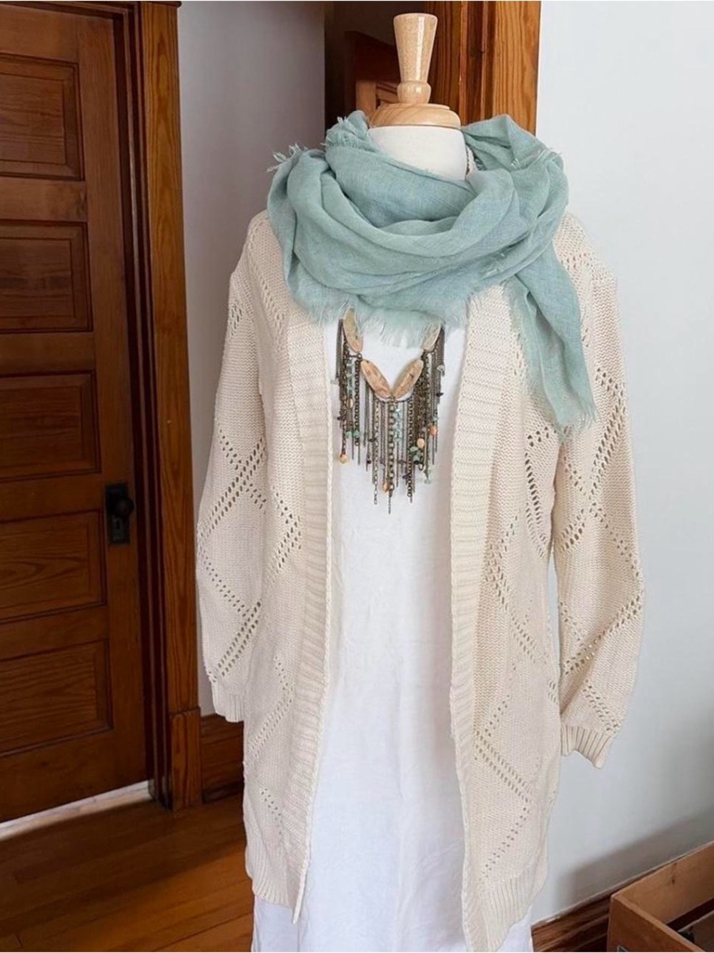 Sonoma Goods for Life Cream Knit Open-Front Cardigan